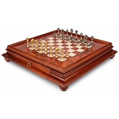 Juego de ajedrez Oriental completo sobre tablero de madera de brezo con caja de cajón