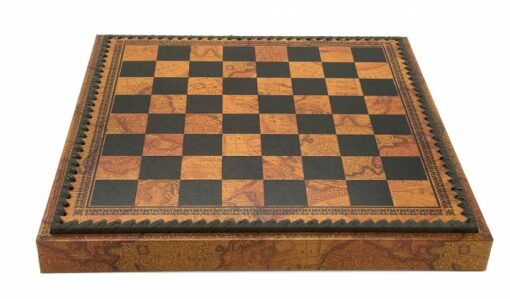 Juego de ajedrez floreado - Tablero de ajedrez - Backgammon y Damas en imitación de cuero con almacenamiento y piezas de madera y metal