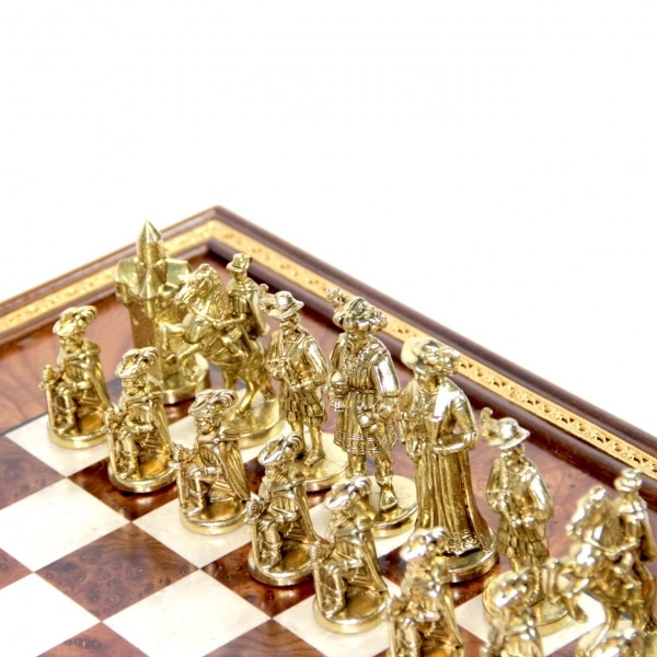 Juego de Ajedrez Lansquenet - Tablero de Madera de Brezo y Madera de Olmo & Piezas de Metal - Imagen 4