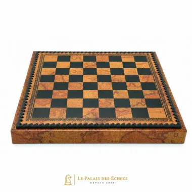 Juego de ajedrez floreado - Tablero de ajedrez - Backgammon y damas en imitación de cuero con almacenamiento y piezas de ajedrez de metal