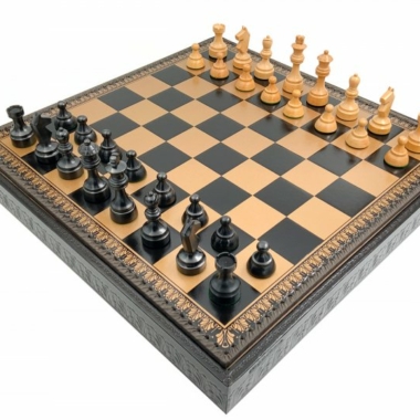 Juego de Ajedrez Clásico - Tablero de Ajedrez - Backgammon y Damas en imitación de cuero con almacenamiento y piezas de madera