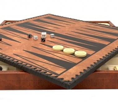 Juego de Ajedrez Egipcio - Tablero de Ajedrez - Backgammon y Damas en imitación de cuero y piezas de metal