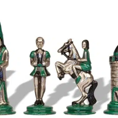 Juego de ajedrez Camelot - Tablero de ajedrez de cuero artificial con almacenamiento y piezas de metal - Imagen 7