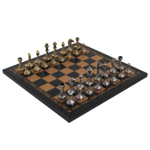 Bonito juego de ajedrez con flores - Tablero de ajedrez de cuero artificial y piezas de metal