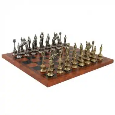 Juego de ajedrez Napoleón - Tablero de ajedrez de cuero artificial y piezas de metal