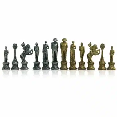 Juego de ajedrez Napoleón - Tablero de ajedrez de cuero artificial y piezas de metal