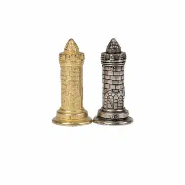Torres dorada y plateada en forma de torreón del juego Camelot