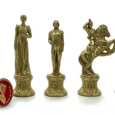 Juego de ajedrez Napoleón - Tablero de ajedrez de cuero artificial y piezas de metal - Imagen 4