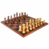 Juego de ajedrez clásico - Tablero de ajedrez de cuero artificial y piezas de palisandro dorado