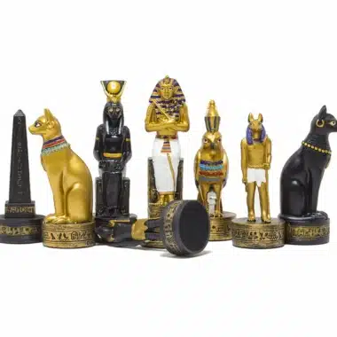 Alternative view of Juego de Ajedrez Egipto Antiguo en Resina & Tablero de Ajedrez en Piel Sintética con Compartimento de Almacenamiento