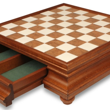 Juego de ajedrez oriental - Tablero de ajedrez de madera toscana y alabastro con cajón y piezas de latón macizo