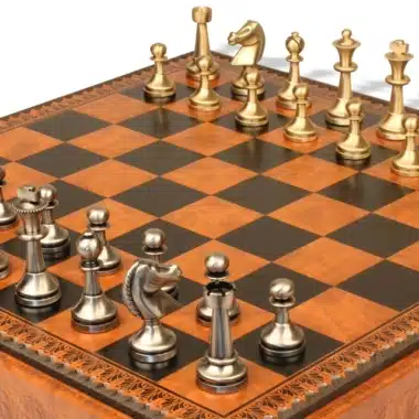 Staunton Grand Chess Set - Tablero de ajedrez - Backgammon y Damas en imitación de cuero y piezas de latón macizo