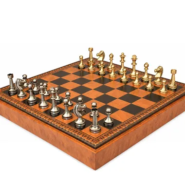 Staunton Grand Chess Set - Tablero de ajedrez - Backgammon y Damas en imitación de cuero y piezas de latón macizo