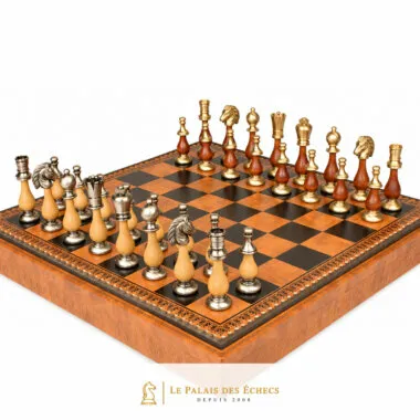 Gran Juego de Ajedrez Oriental - Tablero de ajedrez - Backgammon y Damas en imitación de cuero y piezas de madera y metal