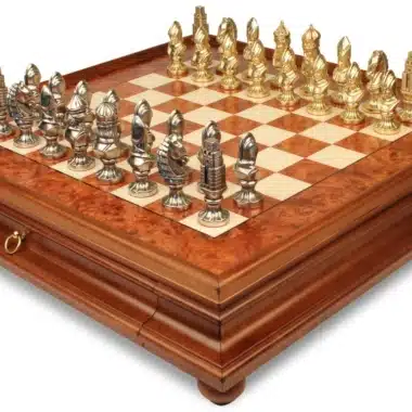 Juego de Ajedrez Moncada - Tablero de madera de Brezo y Madera de Olmo con Cajón & Piezas de metal
