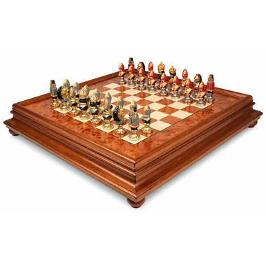Juego de ajedrez Moncada completo sobre tablero de madera de brezo con caja de almacenamiento