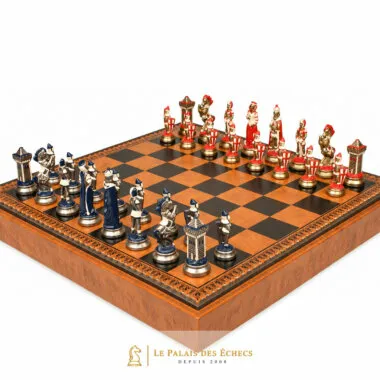 Juego de ajedrez Mary Stuart - Tablero de ajedrez - Backgammon y damas en imitación de cuero y piezas de metal
