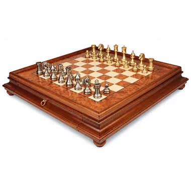 Juego de ajedrez Persa completo con tablero de raíz y cajón integrado