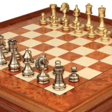 Juego de Ajedrez Gran Conjunto Persa - Tablero de Madera de Brezo y Madera de Olmo con Cajón y Piezas de Latón Macizo - Imagen 4