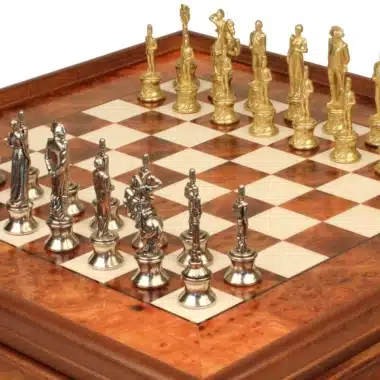 Juego de Ajedrez Napoleón - Tablero de Madera de Brezo y Madera de Olmo con Cajón y Piezas de Metal - Imagen 4