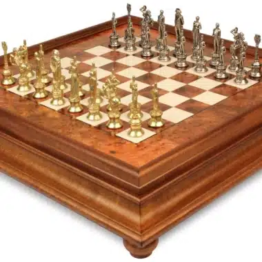 Juego de Ajedrez Napoleón - Tablero de Madera de Brezo y Madera de Olmo con Cajón y Piezas de Metal - Imagen 6