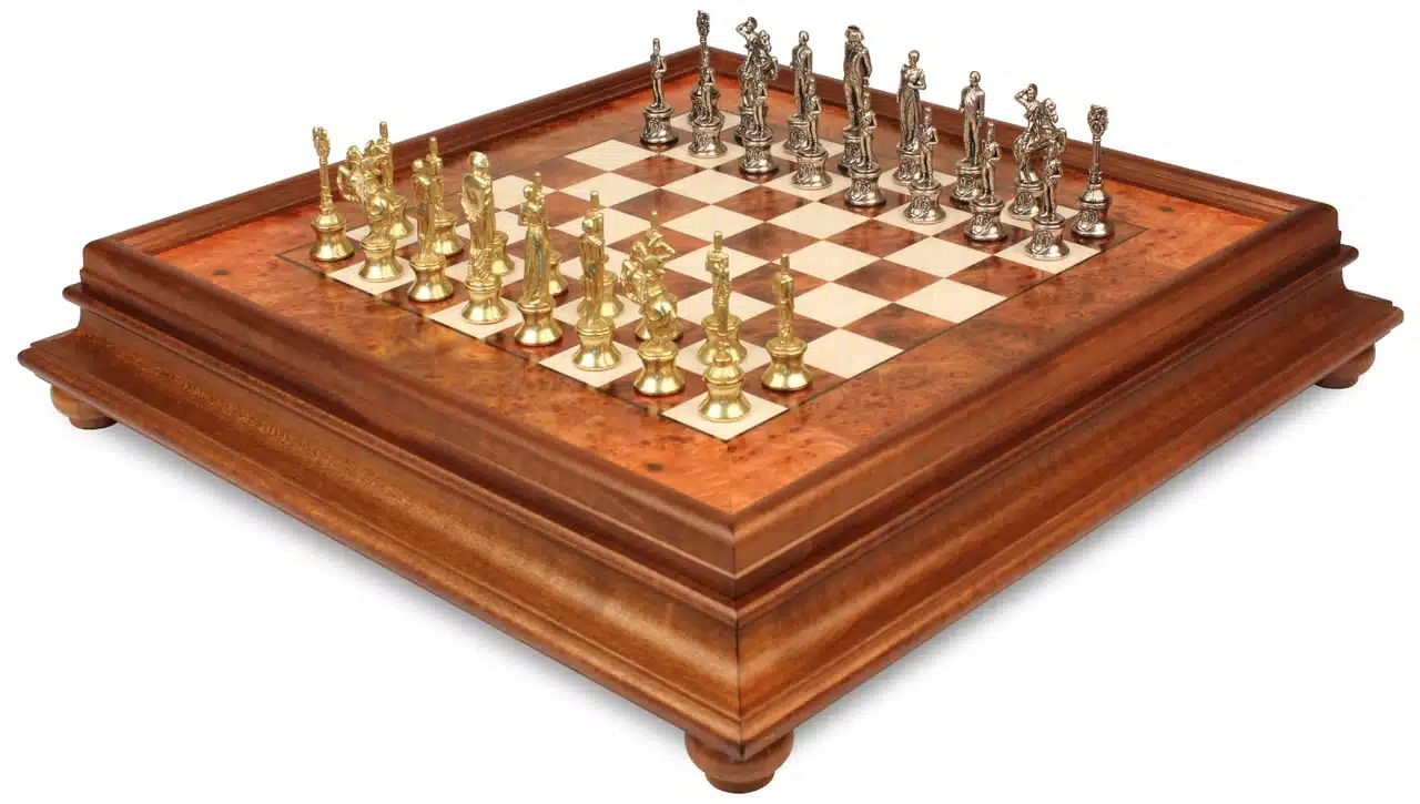Juego de Ajedrez Napoleón - Tablero de Madera de Brezo y Madera de Olmo con Cajón y Piezas de Metal - Imagen 6
