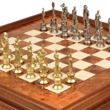 Juego de Ajedrez Napoleón - Tablero de Madera de Brezo y Madera de Olmo con Cajón y Piezas de Metal - Imagen 7