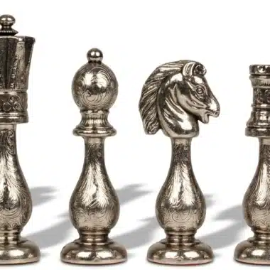 Juego de Ajedrez Arabesco - Tablero de Ajedrez de Madera de Brezo y Madera de Olmo con Cajón & Piezas de Metal - Imagen 11