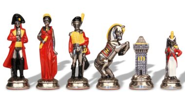Juego de Ajedrez Napoleón - Tablero de ajedrez - Backgammon y Damas en imitación de cuero y piezas de metal