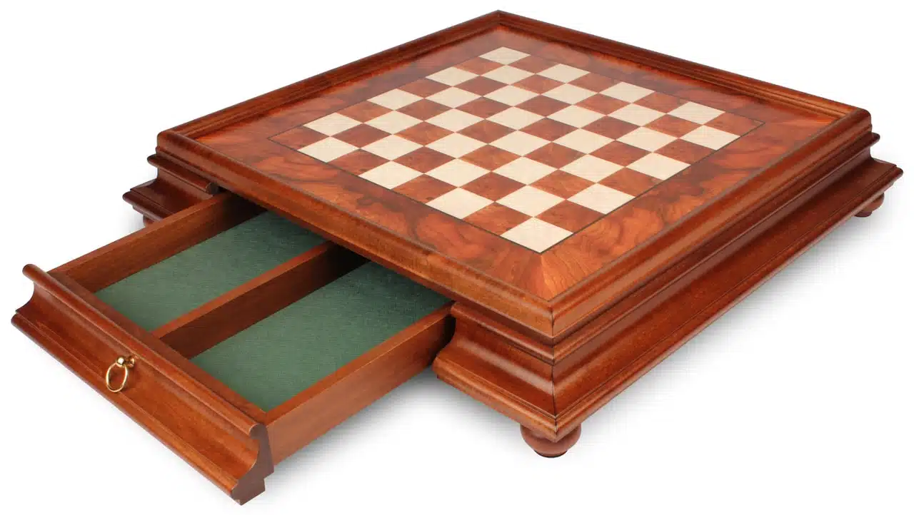 Juego de Ajedrez Napoleón - Tablero de Madera de Brezo y Madera de Olmo con Cajón y Piezas de Metal - Imagen 9