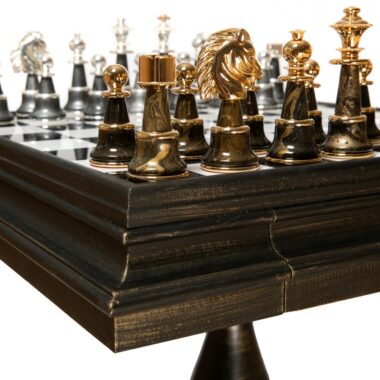 Juego de ajedrez Staunton XL Fantasy - Tablero de ajedrez de madera y alabastro y piezas de madera y latón