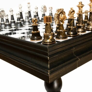 Juego de ajedrez Staunton XL Fantasy - Tablero de ajedrez de madera y alabastro y piezas de madera y latón