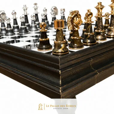 Juego de ajedrez Staunton XL Fantasy - Tablero de ajedrez de madera y alabastro y piezas de madera y latón