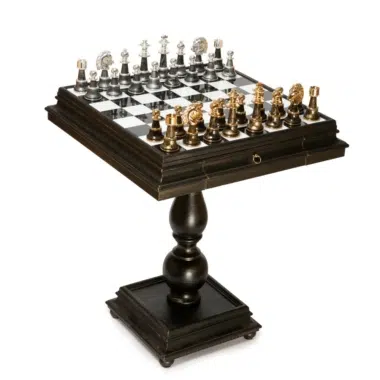 Juego de ajedrez Staunton XL Fantasy - Tablero de ajedrez de madera y alabastro y piezas de madera y latón