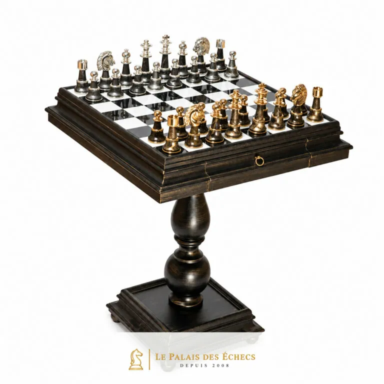 Juego de ajedrez Staunton XL Fantasy - Tablero de ajedrez de madera y alabastro y piezas de madera y latón