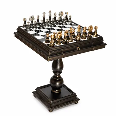 Juego de ajedrez Staunton XL Fantasy - Tablero de ajedrez de madera y alabastro y piezas de madera y latón