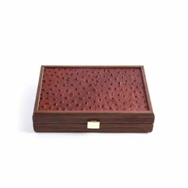 Juego de dominó marrón - Caja de madera y cuero marrón