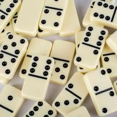 Juego de dominó marrón - Caja de madera y cuero marrón - Imagen 5