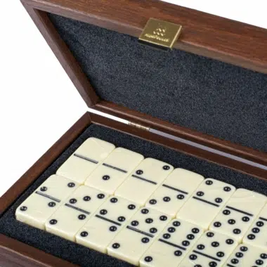 Juego de dominó - Caja de madera de nogal oscuro - Imagen 3