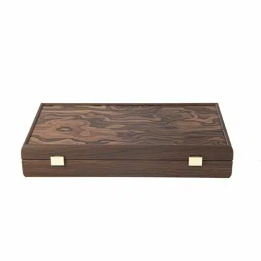 Juego de póker - Caja de madera de nogal oscuro con chapa de madera californiana en la tapa