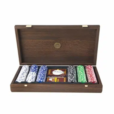 Alternative view of Juego de póker - Caja de madera de nogal oscuro con chapa de madera californiana en la tapa