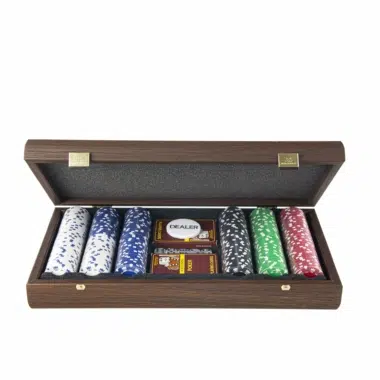 Juego de póker - Estuche de madera de nogal oscuro