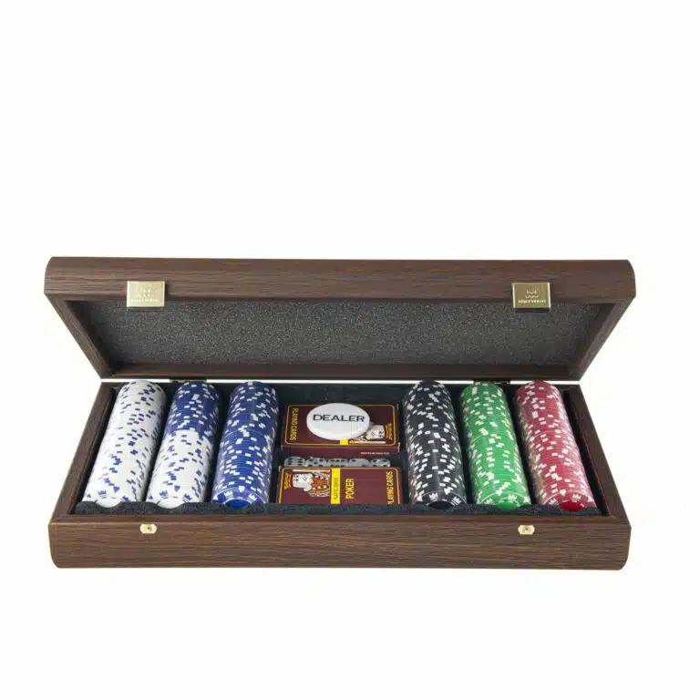 Juego de póker - Estuche de madera de nogal oscuro