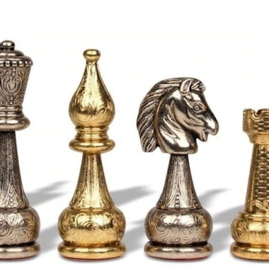 Alternative view of Gran Juego de Ajedrez Staunton en Metal y Tablero de Ajedrez en Similcuero Antigua Carta del Mundo