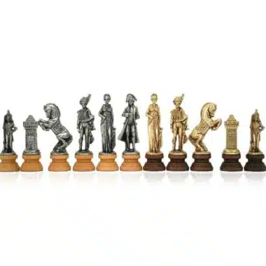 Juego de ajedrez Napoleón - Juego de ajedrez, damas y backgammon de cuero con compartimento de almacenamiento y juego de ajedrez de metal y madera - Imagen 11