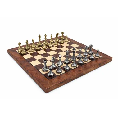 Juego de ajedrez completo Mignon Flower sobre tablero de madera de brezo y olmo