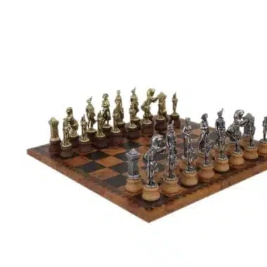 Juego de Ajedrez Napoleón en Madera y Metal y Tablero de Ajedrez en Similcuero Mapa del Antiguo Mundo