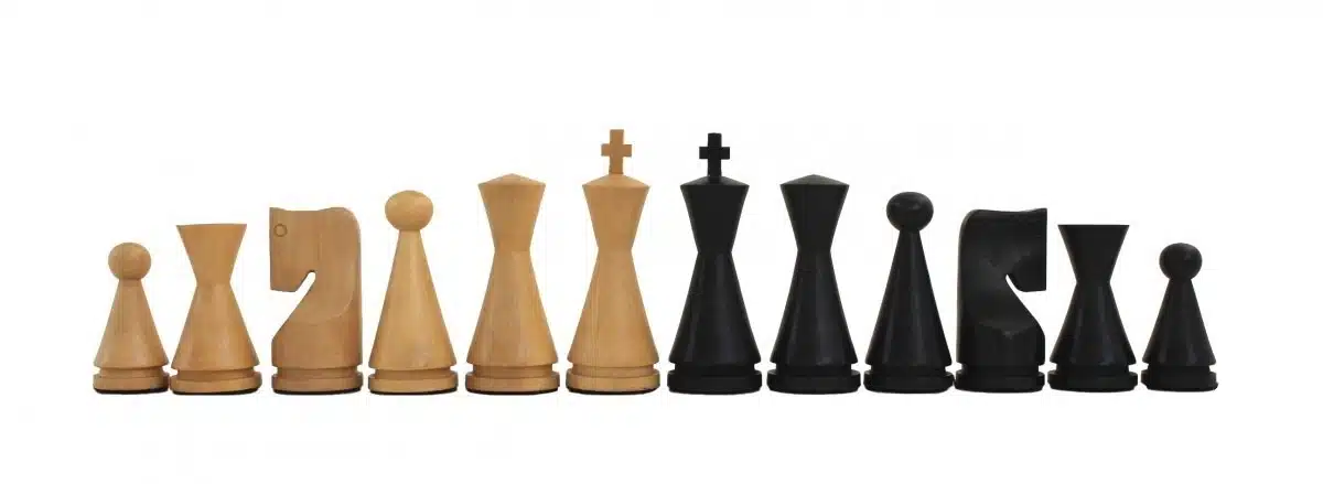 Juego de Ajedrez Moderno en Madera & Tablero de Ajedrez en Cuero Verdadero - Imagen 2