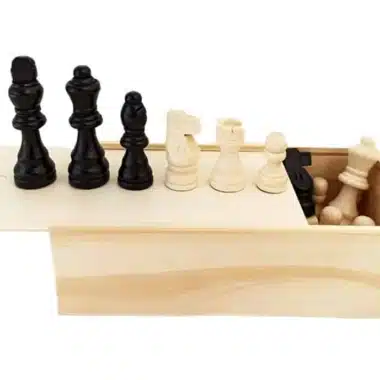 Juego de ajedrez clásico - Tablero de ajedrez de imitación de cuero y piezas de ajedrez de madera y caja de almacenamiento de madera - Imagen 2