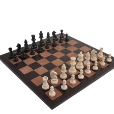 Juego de Ajedrez Staunton de Madera y Tablero de Ajedrez de Cuero Verdadero Italiano con Caja de Almacenamiento